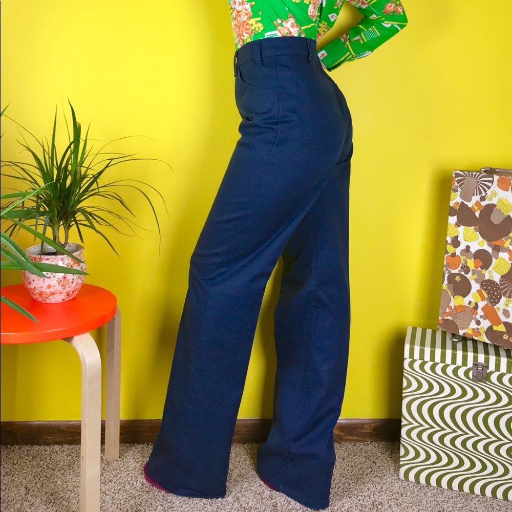 Vintage 70s Levis Sta Prest unisex navy jeans 35” - Picture 2 of 6
